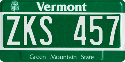 VT license plate ZKS457