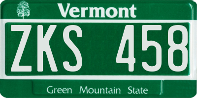 VT license plate ZKS458