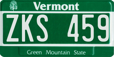 VT license plate ZKS459