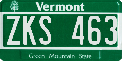 VT license plate ZKS463