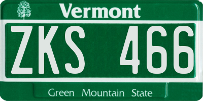 VT license plate ZKS466
