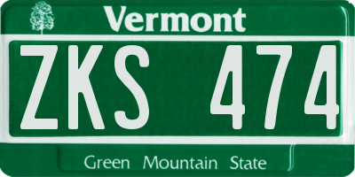 VT license plate ZKS474