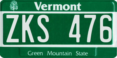 VT license plate ZKS476