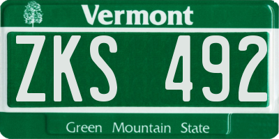 VT license plate ZKS492