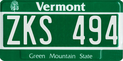 VT license plate ZKS494