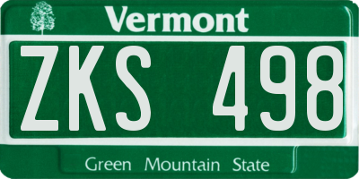 VT license plate ZKS498