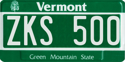 VT license plate ZKS500