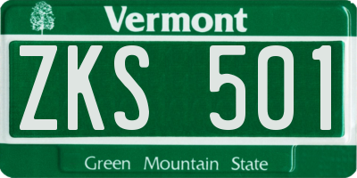 VT license plate ZKS501