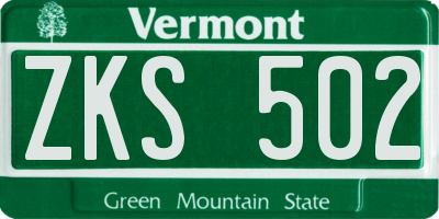VT license plate ZKS502