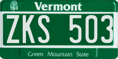 VT license plate ZKS503