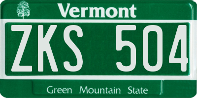 VT license plate ZKS504