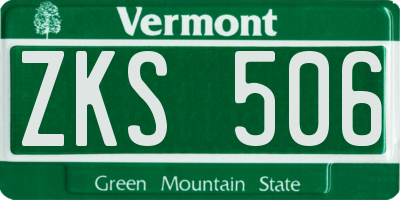 VT license plate ZKS506