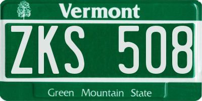 VT license plate ZKS508