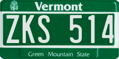 VT license plate ZKS514