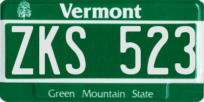 VT license plate ZKS523
