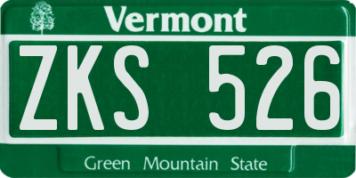 VT license plate ZKS526