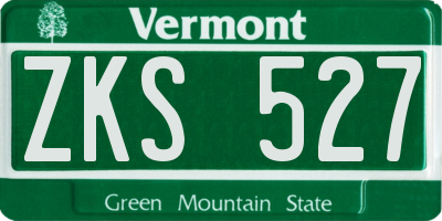 VT license plate ZKS527