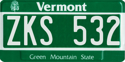 VT license plate ZKS532