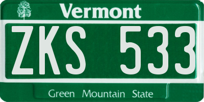 VT license plate ZKS533