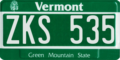 VT license plate ZKS535