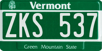 VT license plate ZKS537