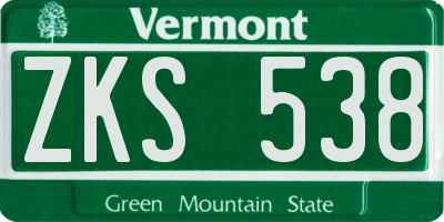 VT license plate ZKS538