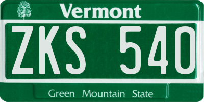 VT license plate ZKS540