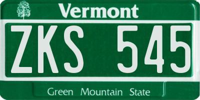 VT license plate ZKS545