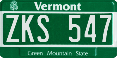VT license plate ZKS547