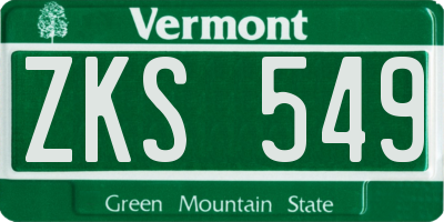 VT license plate ZKS549