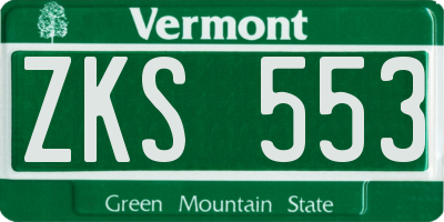VT license plate ZKS553