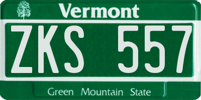 VT license plate ZKS557