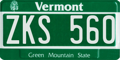 VT license plate ZKS560