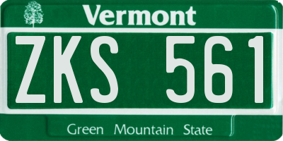 VT license plate ZKS561