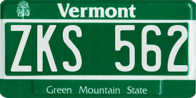 VT license plate ZKS562