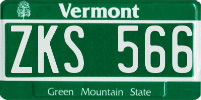 VT license plate ZKS566