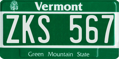 VT license plate ZKS567