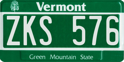 VT license plate ZKS576