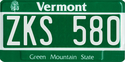 VT license plate ZKS580