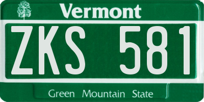 VT license plate ZKS581