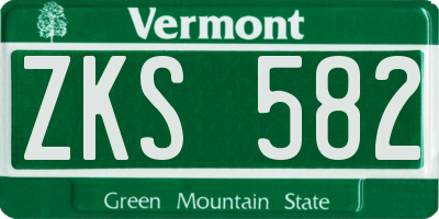 VT license plate ZKS582