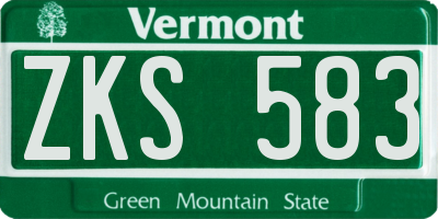 VT license plate ZKS583