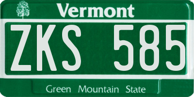 VT license plate ZKS585