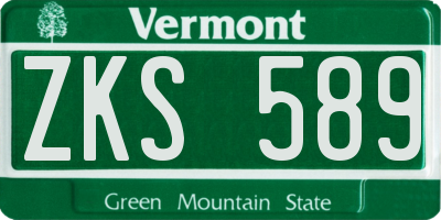 VT license plate ZKS589