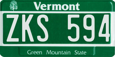 VT license plate ZKS594