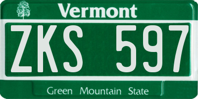 VT license plate ZKS597