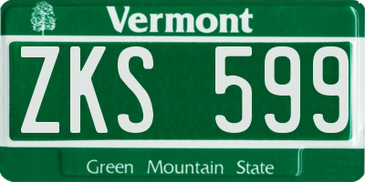 VT license plate ZKS599