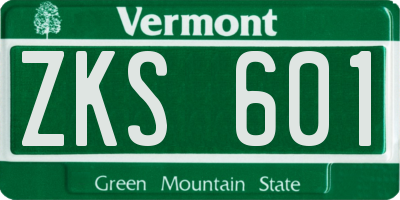 VT license plate ZKS601