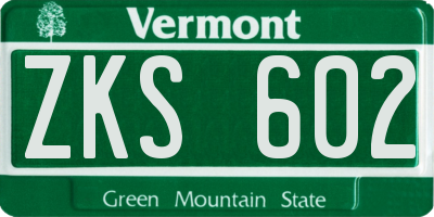 VT license plate ZKS602