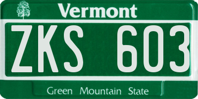 VT license plate ZKS603